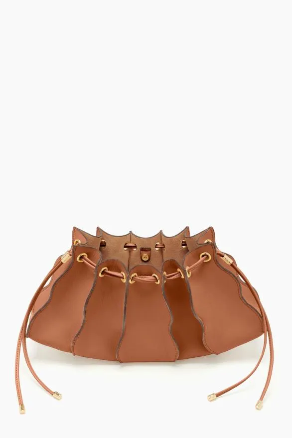 Adria Pleated Wave Clutch Pecan Brown Women Ulla Johnson Handbags Adria Pleated Wave Clutch Pecan Brown Women Ulla Johnson Handbags