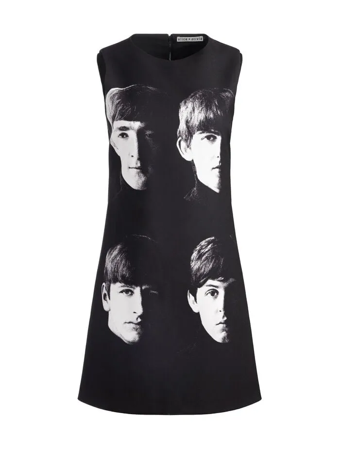 Alice Olivia DRESSES WOMEN AO X THE BEATLES CLYDE SHIFT DRESS Fab Four