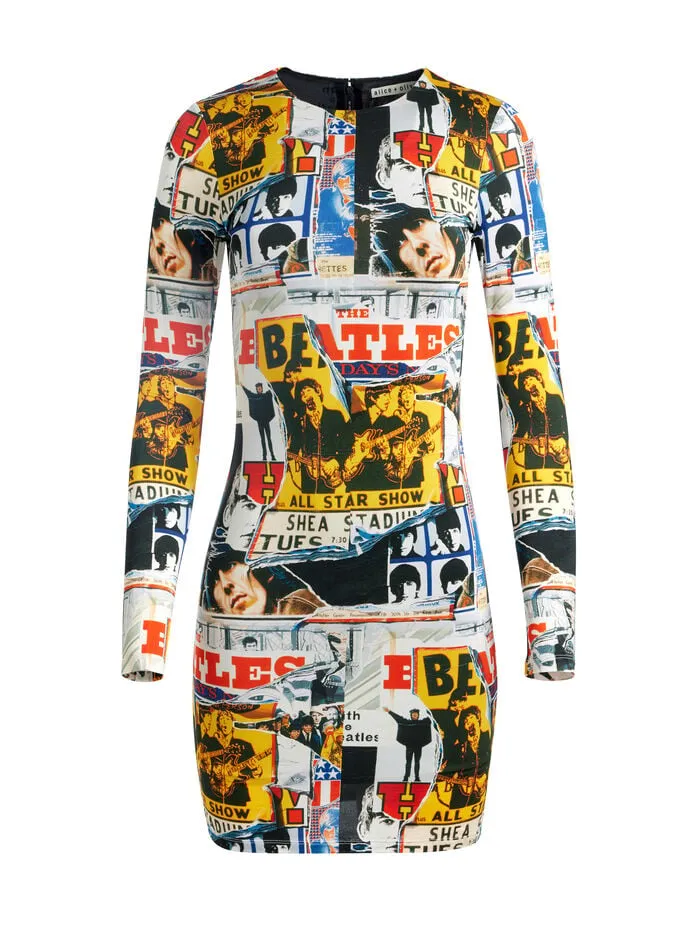 Alice Olivia DRESSES WOMEN AO X THE BEATLES DELORA MINI DRESS All Star Show