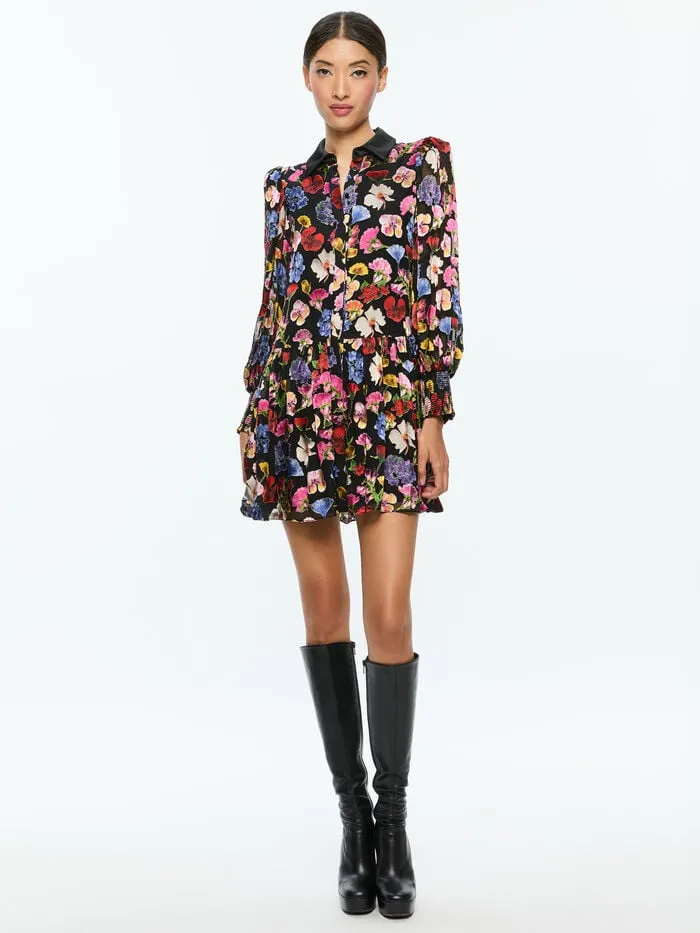 Alice Olivia DRESSES WOMEN BERTHA MINI SHIRT DRESS Timeless Blossom