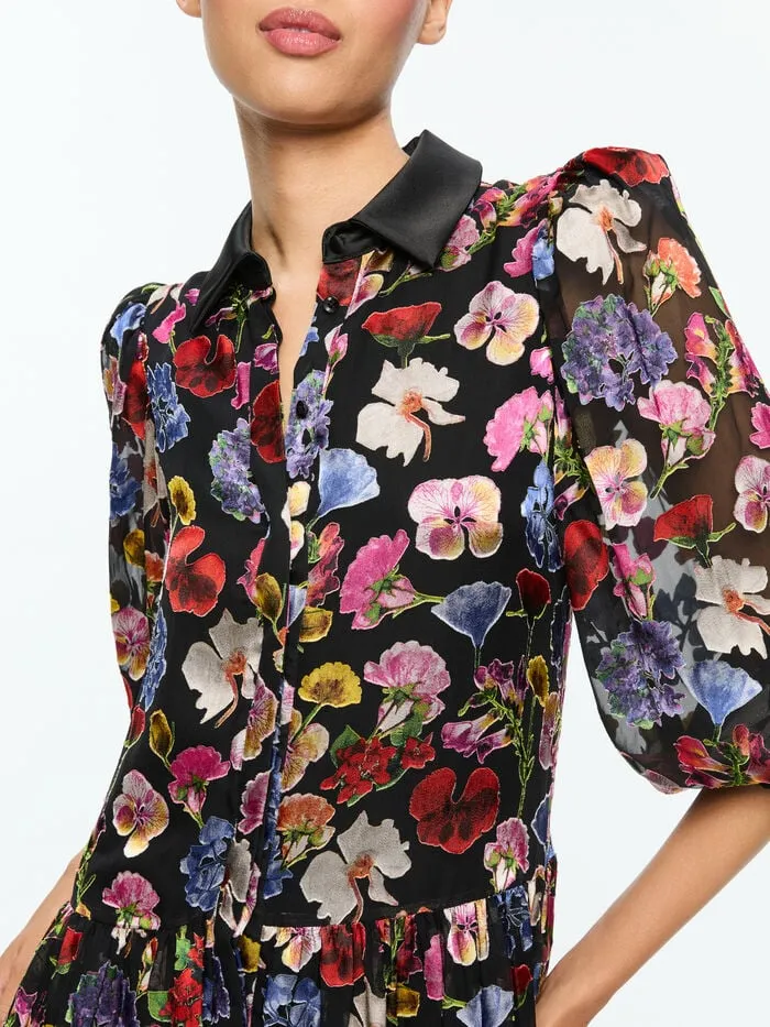 Alice Olivia DRESSES WOMEN BERTHA MINI SHIRT DRESS Timeless Blossom
