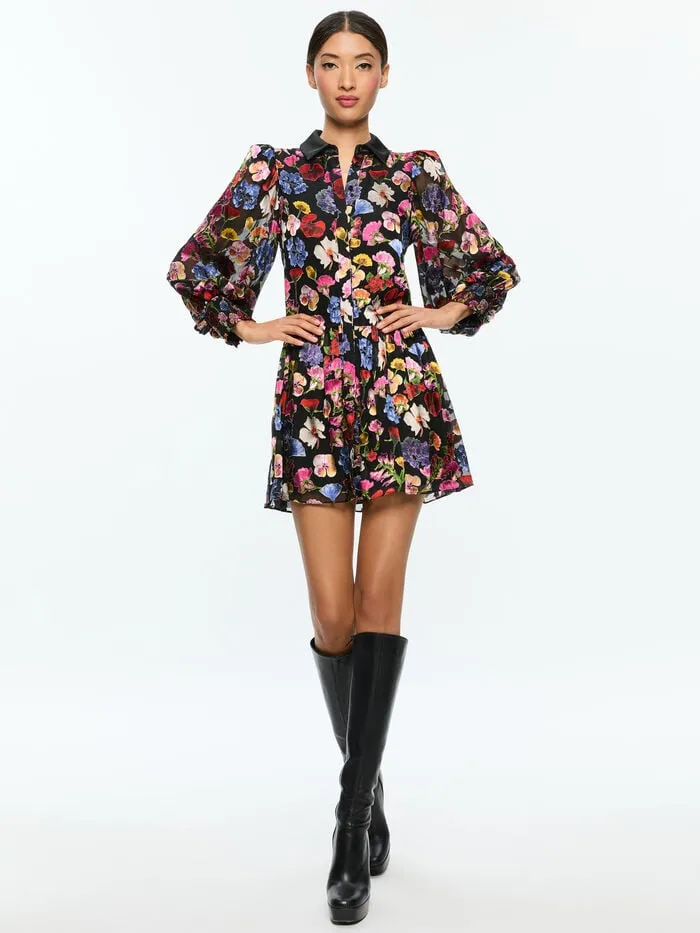 Alice Olivia DRESSES WOMEN BERTHA MINI SHIRT DRESS Timeless Blossom