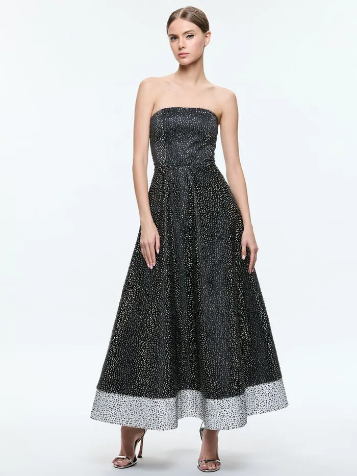 Alice Olivia DRESSES WOMEN BIJOU CRYSTAL GOWN Blackandoff White
