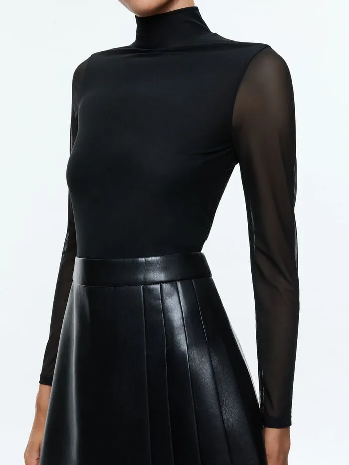 Alice Olivia DRESSES WOMEN CHARA VEGAN MINI DRESS Black