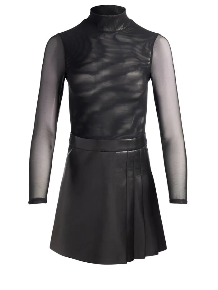 Alice Olivia DRESSES WOMEN CHARA VEGAN MINI DRESS Black