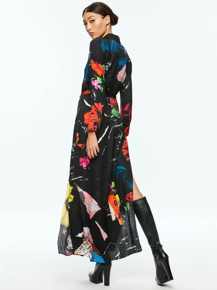 Alice Olivia DRESSES WOMEN CHASSIDY MAXI SHIRT DRESS Azalea Floral