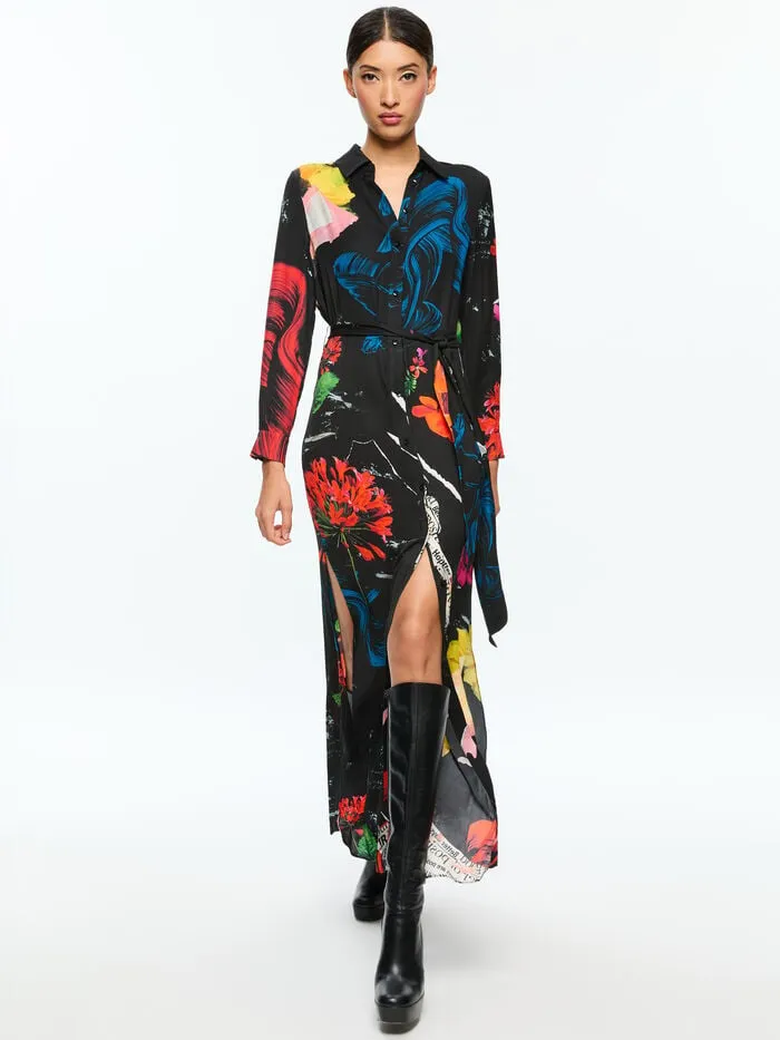 Alice Olivia DRESSES WOMEN CHASSIDY MAXI SHIRT DRESS Azalea Floral