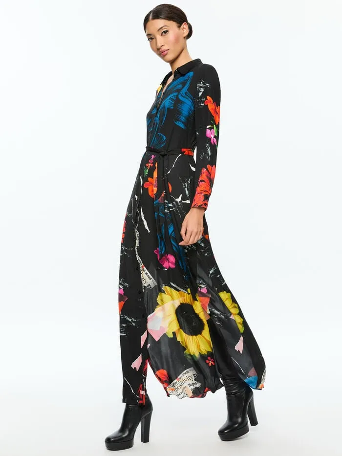 Alice Olivia DRESSES WOMEN CHASSIDY MAXI SHIRT DRESS Azalea Floral