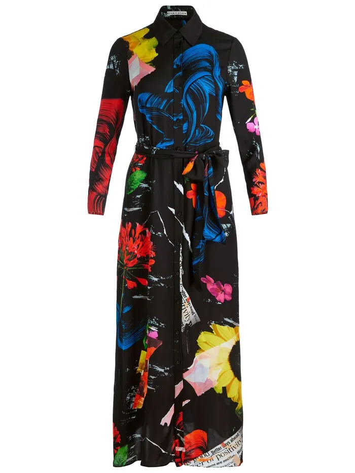 Alice Olivia DRESSES WOMEN CHASSIDY MAXI SHIRT DRESS Azalea Floral