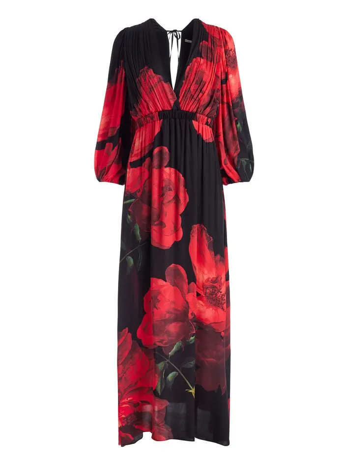 Alice Olivia DRESSES WOMEN CLARISSA MAXI DRESS Peony Petals Bright Ruby