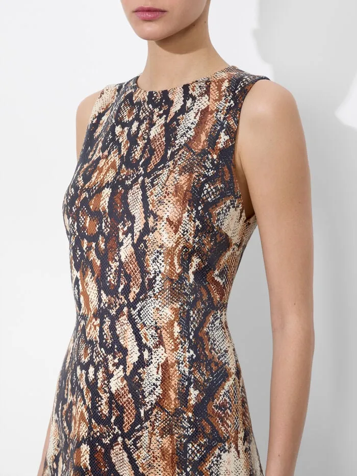 Alice Olivia DRESSES WOMEN CLYDE VEGAN MINI DRESS Camelandblack Snake