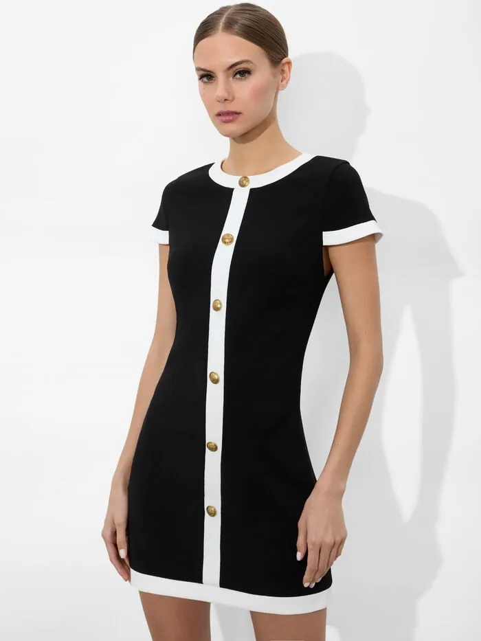 Alice Olivia DRESSES WOMEN COLEY MINI DRESS Blackandoff White