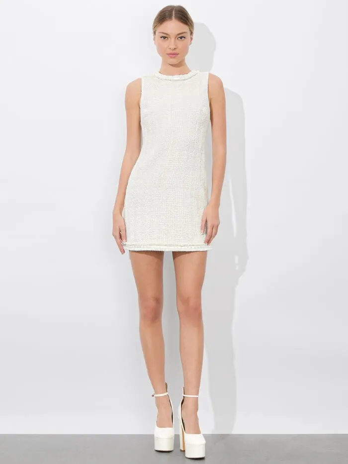 Alice Olivia DRESSES WOMEN COLEY MINI DRESS Off Whiteandoatmeal