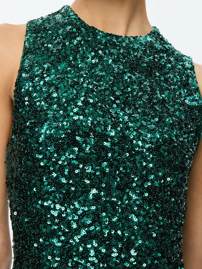 Alice Olivia DRESSES WOMEN COLEY SEQUIN MINI DRESS Forest Green