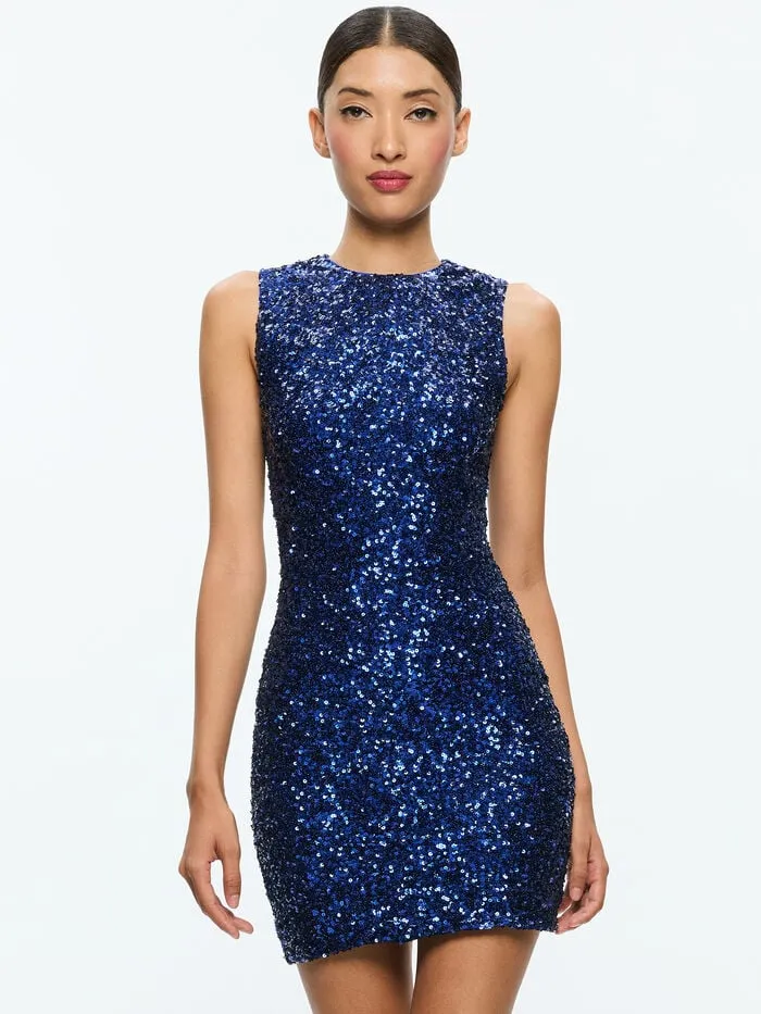 Alice Olivia DRESSES WOMEN COLEY SEQUIN MINI DRESS Royal