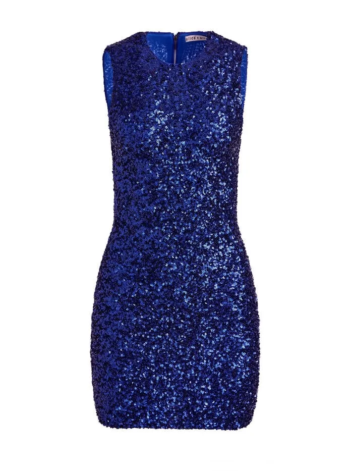 Alice Olivia DRESSES WOMEN COLEY SEQUIN MINI DRESS Royal