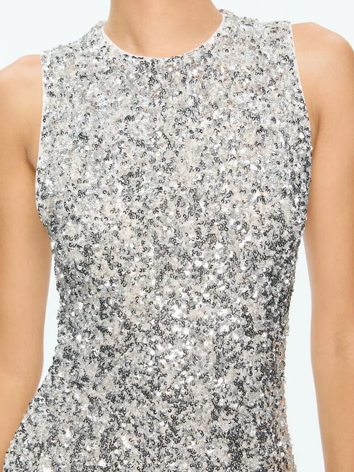 Alice Olivia DRESSES WOMEN COLEY SEQUIN MINI DRESS Silver