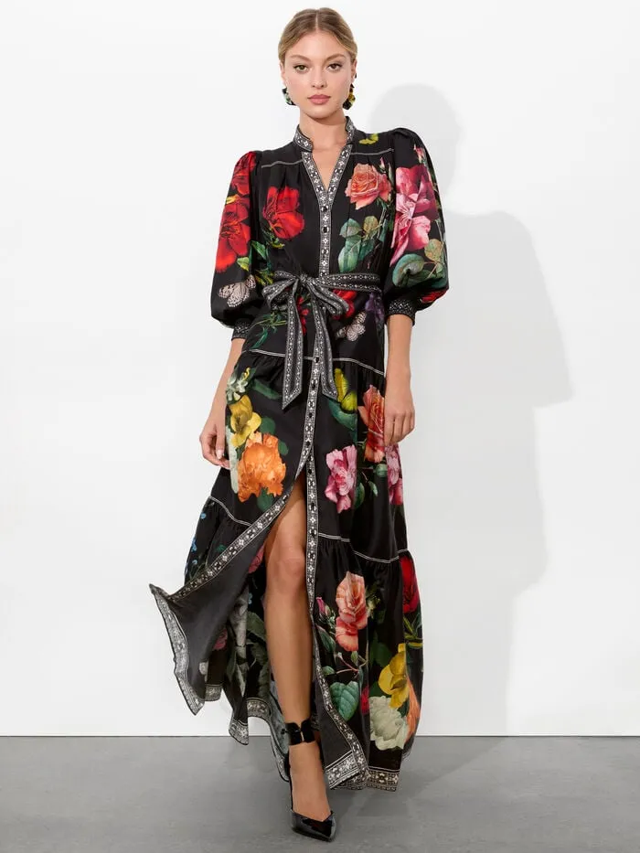 Alice Olivia DRESSES WOMEN CORA MAXI SHIRT DRESS In The Wind Floral