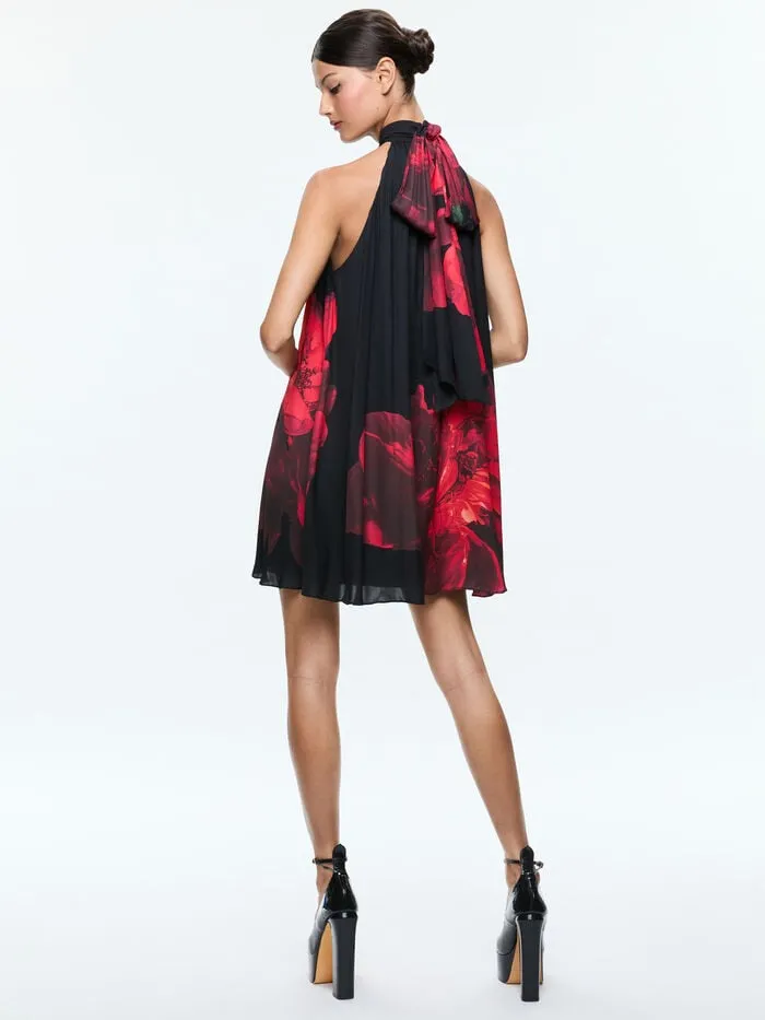 Alice Olivia DRESSES WOMEN CORINE MINI DRESS Peony Petals Bright Ruby