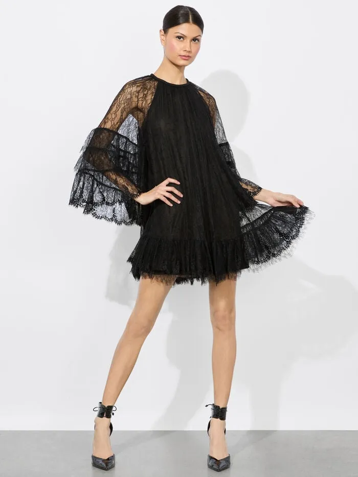 Alice Olivia DRESSES WOMEN DELIA RUFFLED TUNIC DRESS Black