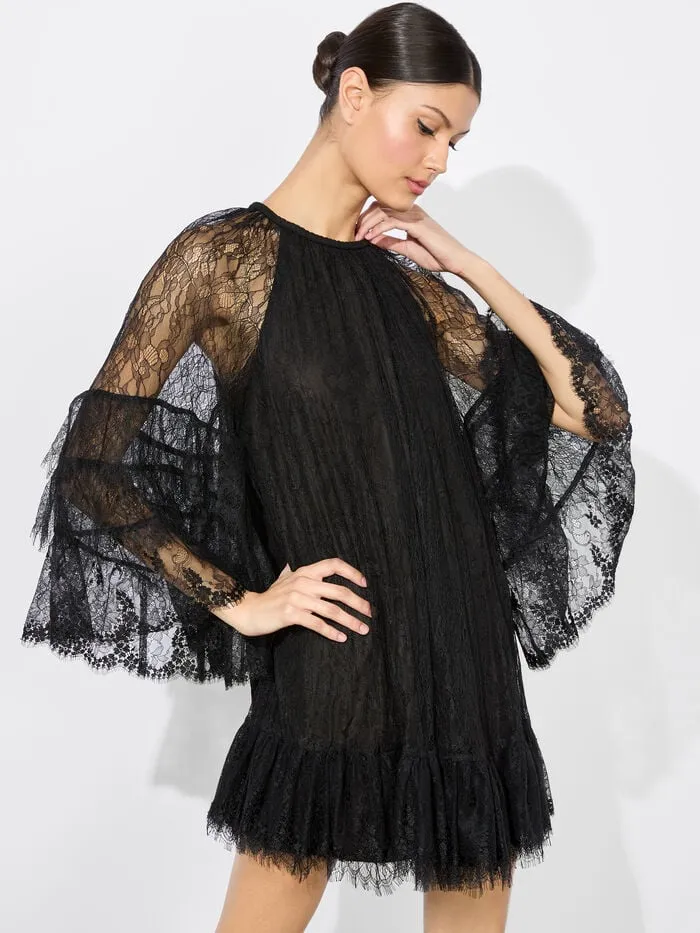 Alice Olivia DRESSES WOMEN DELIA RUFFLED TUNIC DRESS Black