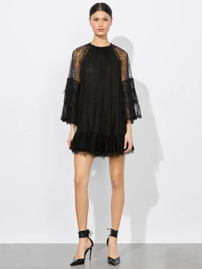 Alice Olivia DRESSES WOMEN DELIA RUFFLED TUNIC DRESS Black