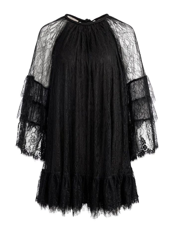 Alice Olivia DRESSES WOMEN DELIA RUFFLED TUNIC DRESS Black