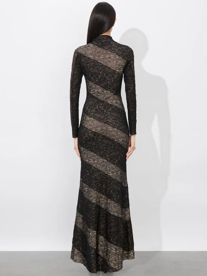 Alice Olivia DRESSES WOMEN DELORA LACE PANELED DRESS Black