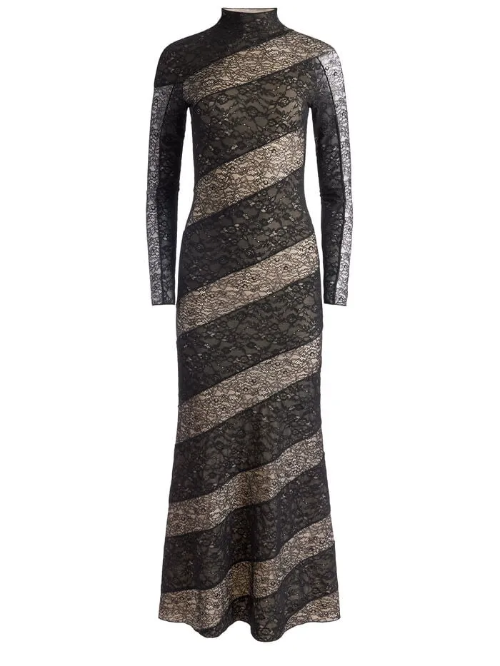 Alice Olivia DRESSES WOMEN DELORA LACE PANELED DRESS Black