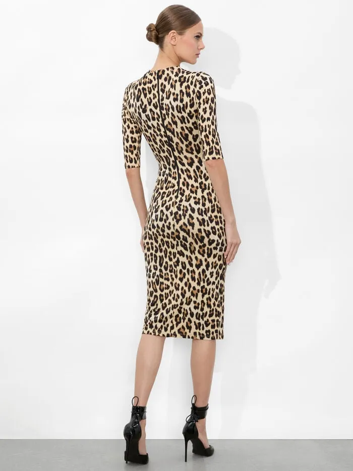 Alice Olivia DRESSES WOMEN DELORA MIDI DRESS Textured Leopard