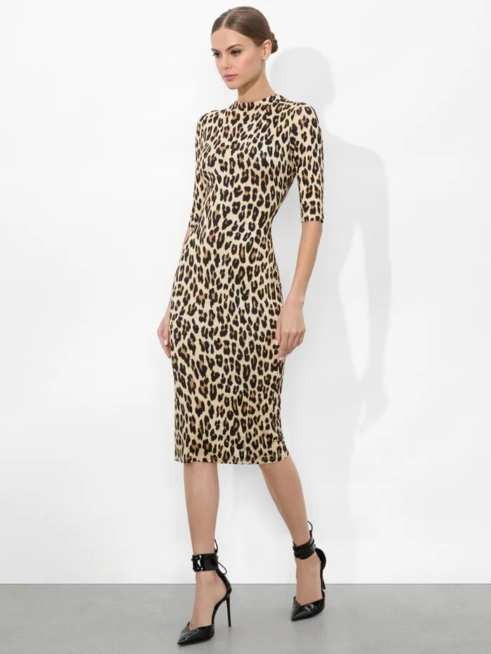 Alice Olivia DRESSES WOMEN DELORA MIDI DRESS Textured Leopard