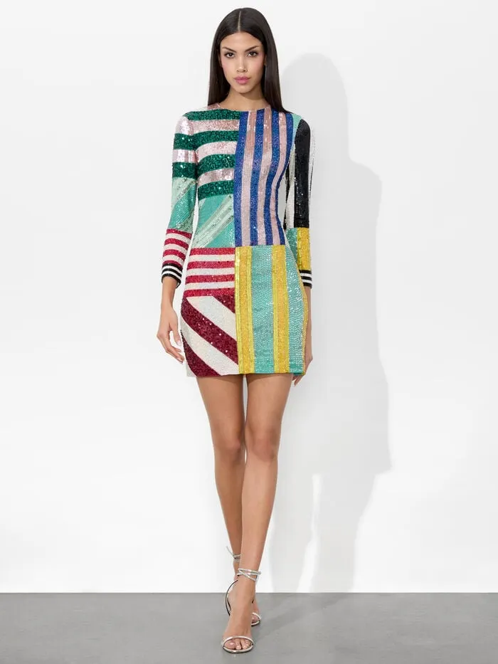 Alice Olivia DRESSES WOMEN DELORA MINI DRESS Sorbet Stripe