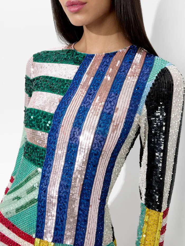 Alice Olivia DRESSES WOMEN DELORA MINI DRESS Sorbet Stripe