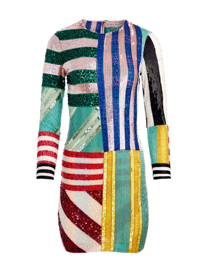 Alice Olivia DRESSES WOMEN DELORA MINI DRESS Sorbet Stripe