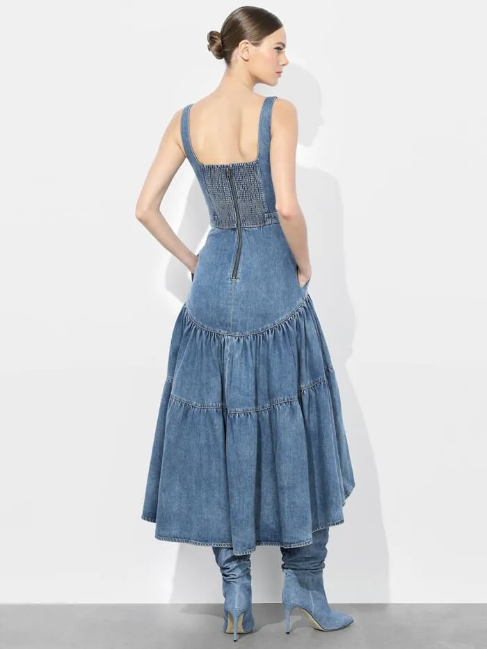 Alice Olivia DRESSES WOMEN DIANA STRUCTURED MIDI DRESS Liana Vintage Blue
