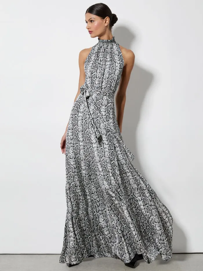 Alice Olivia DRESSES WOMEN DITA MAXI DRESS Off Whiteandblack Python
