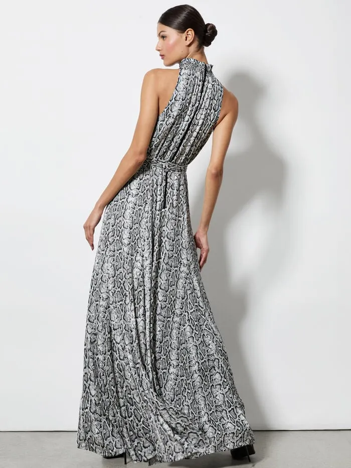 Alice Olivia DRESSES WOMEN DITA MAXI DRESS Off Whiteandblack Python