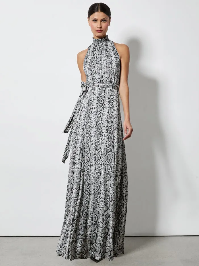 Alice Olivia DRESSES WOMEN DITA MAXI DRESS Off Whiteandblack Python