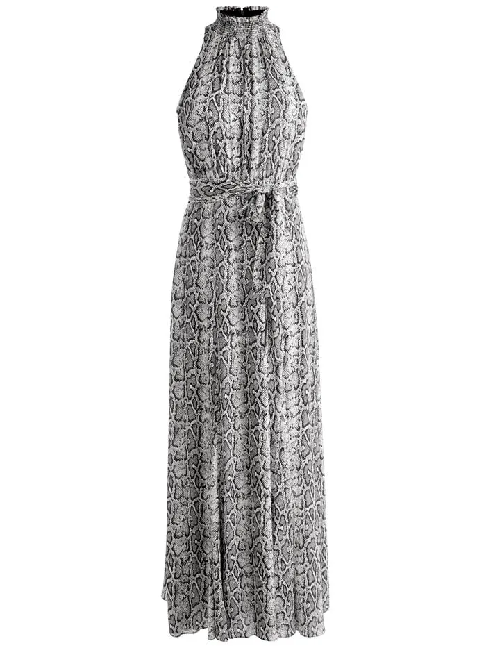 Alice Olivia DRESSES WOMEN DITA MAXI DRESS Off Whiteandblack Python