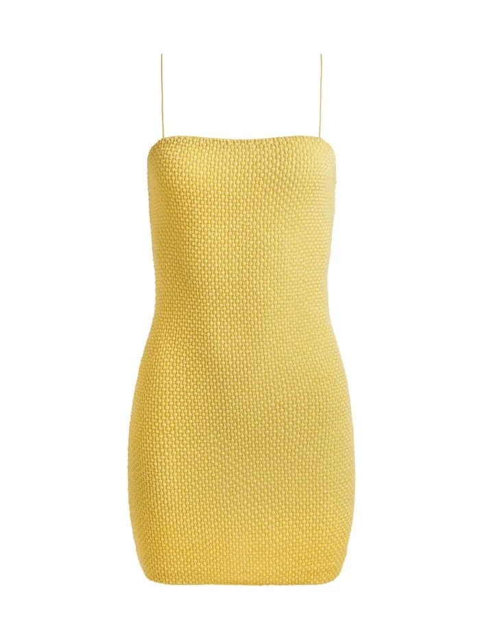 Alice Olivia DRESSES WOMEN FIFI EMBELLISHED FITTED MINI CAMI DRESS Lemon Meringue
