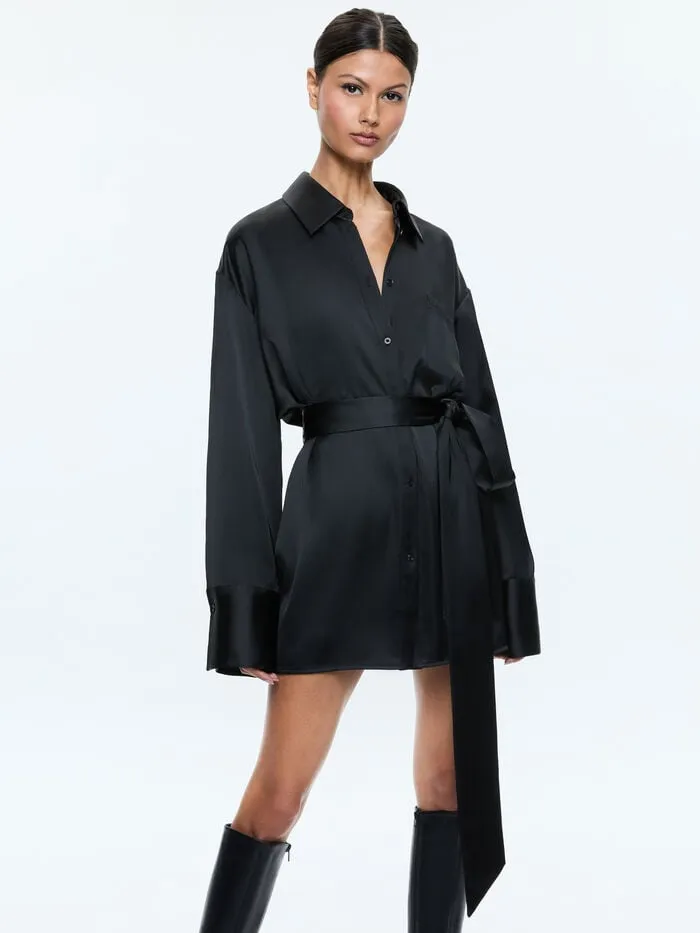 Alice Olivia DRESSES WOMEN FINELY MINI SHIRT DRESS Black