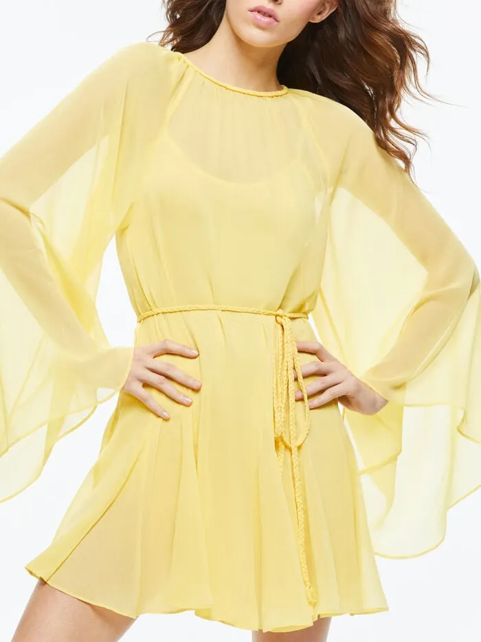 Alice Olivia DRESSES WOMEN GITANA MINI DRESS WITH TIE BELT Lemon Meringue