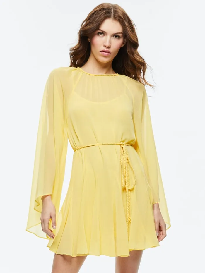 Alice Olivia DRESSES WOMEN GITANA MINI DRESS WITH TIE BELT Lemon Meringue