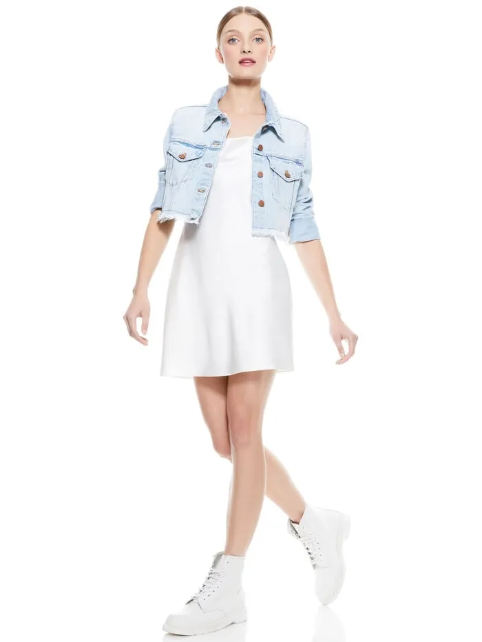 Alice Olivia DRESSES WOMEN HARMONY MINI SLIP DRESS Off White