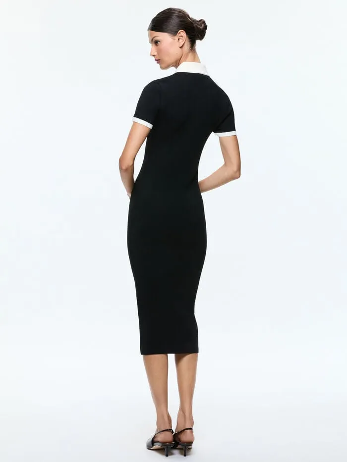 Alice Olivia DRESSES WOMEN IRIS MIDI SWEATER DRESS Blackandsoft White
