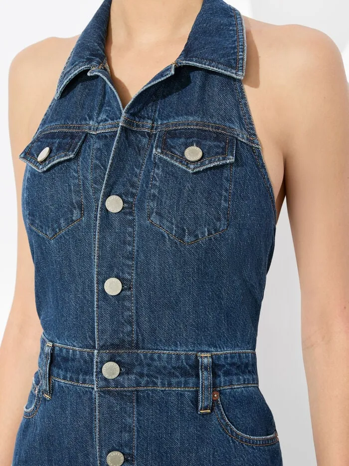 Alice Olivia DRESSES WOMEN JUANA HIGH LOW DENIM DRESS Darby Vintage Blue