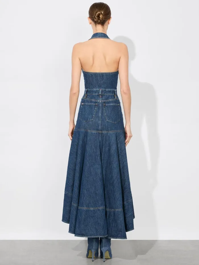 Alice Olivia DRESSES WOMEN JUANA HIGH LOW DENIM DRESS Darby Vintage Blue