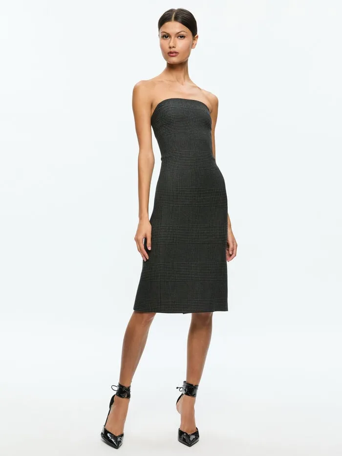 Alice Olivia DRESSES WOMEN KELLY MIDI DRESS Charcoal Grey Melange