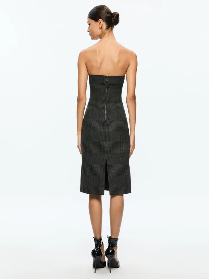 Alice Olivia DRESSES WOMEN KELLY MIDI DRESS Charcoal Grey Melange