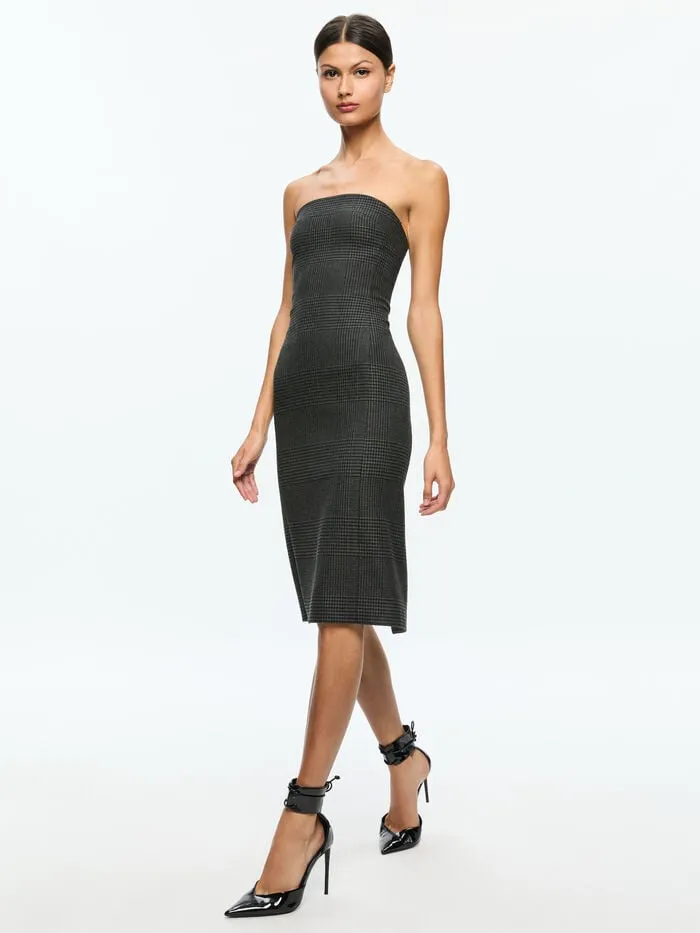 Alice Olivia DRESSES WOMEN KELLY MIDI DRESS Charcoal Grey Melange